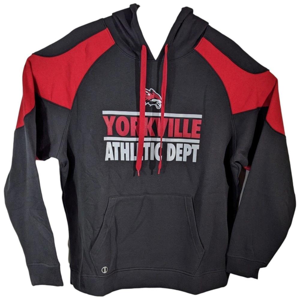 Yorkville High School Illinois Hoodie Mens Size XL Black Red Athletic Dept